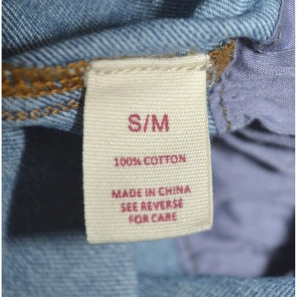 Wishlist Oversized Blue Denim Snap Button Front Jean Jacket Size S/M Belted - Picture 13 of 14